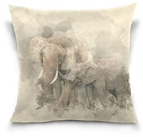YOUJUNER Kissenbezug Leinen Dekorative Kissenhülle, Afrikanischer Wilder Elefant Wurfkissenbezug Zierkissenbezüge Sofa Kissenbezug 40x40cm