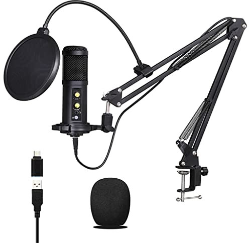 MSUDGH Micrófono USB BM850 para grabación/transmisión/Juegos, micrófono Profesional para PC/portátil, Control de Volumen de Voz