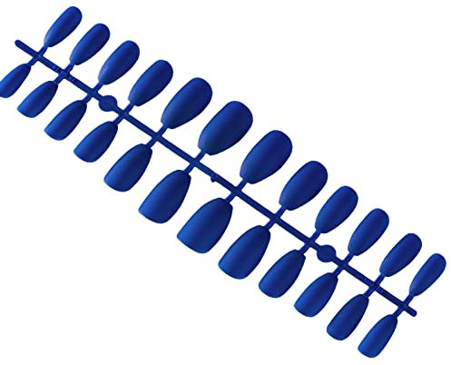 Faux faux ongles ultra fins en plastique avec breloque unique - Couverture complète - Accessoire de manucure - Bleu roi
