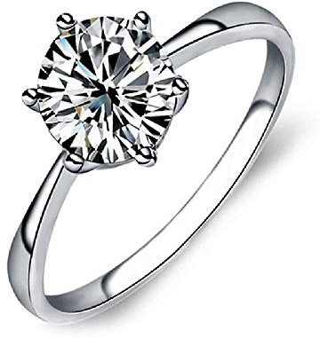 Générique Bagues de fiançailles, bague en argent plaqué princesse éternité faux diamant bande de mariage Bague de fiançailles pour les femmes, 8 rentable et durable