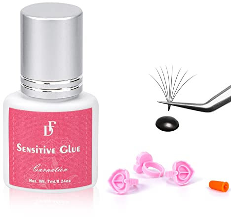 Sensitive Eyelash Extension Glue - No Fume, 7ml, 5 Weeks Retention, 3-4 Sec Drying Time - Professional & Individual Lash Adhesive