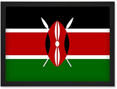 Artery8 Kenya National Flag Patriotic Vexillology World Flags Country Region Poster Artwork Framed Wall Art Print A4