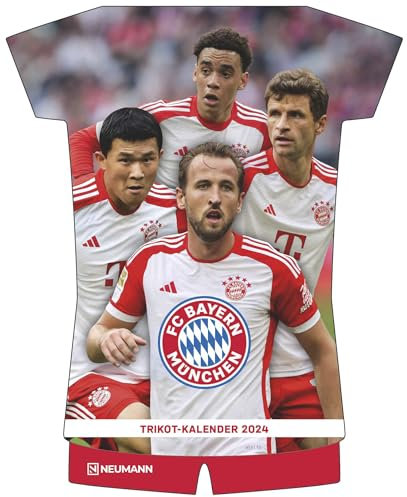 N NEUMANN VERLAGE FC Bayern München Wandkalender 2024, im Format 34,1 x 42 cm, Monatskalender, Fussballkalender im Trikotformat