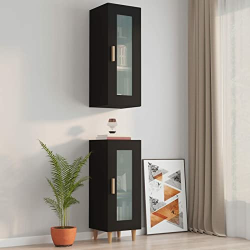 ZEYUAN Hängeschrank, Wandschrank Wohnzimmer, Aufsatzschrank, Schwarz 34,5x34x90 cm - 812448
