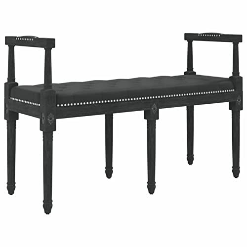 Tidyard Sitzbank Bank Flurbank Holzbank Garderobenbank Sitzhocker Beistellbank Polsterbank Truhenbank Esszimmerbank Sitztruhe Küchenbank 110 x 40 x 70 cm (B x T x H),Samt,Massivholz,Schwarz