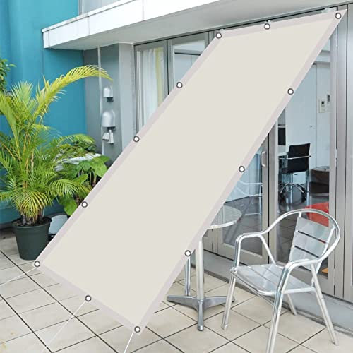 Sonnensegel Wasserdicht 3 x 3.5 m Reißfest 98% Windschutz Zeltplane Tarp Sonnenschutz mit Spannseilen für Seilspanntechnik, Weiß