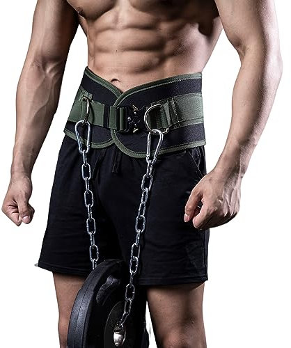 Manueklear Dip-Gürtel mit Schnellverschluss, Gewichthebergürtel, Gewichthebergürtel für Männer und Frauen, robuster Dipping-Powerlifting-Gürtel mit Kette, 101,6 cm (dunkles Nachtschwarz), Smaragdgrün