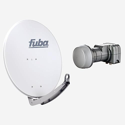 Fuba Sat Anlage 2 Teilnehmer | DAA 780 G Satellitenschüssel 80cm Alu hellgrau (Testergebnis: ausgezeichnet)* + Fuba DEK 217 Twin LNB 2 Teilnehmer (DVB-S2, HDTV, UHD 4K/8K, 3D) mit LTE-Störfilter