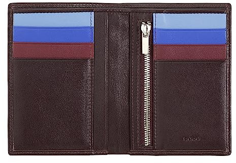 DUDU Herren-Geldbörse aus echtem Leder, klein und kompakt, Geld- und Kreditkartenetui, kompaktes Kartenetui mit internem Reißverschluss, minimales Design Dunkelburgundy