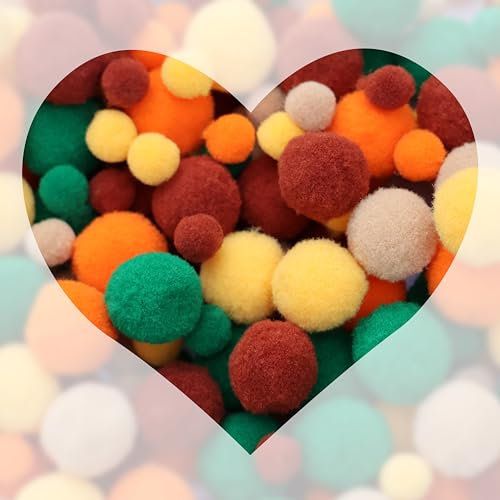 Lulubug Pompons zum Basteln, 500 Stück | 1cm & 2cm, Filzoptik | Hochwertige Farben, verschließbarer Zipper | Bälle zum Basteln für Kinder und Erwachsene, DIY, Nähen | Nature