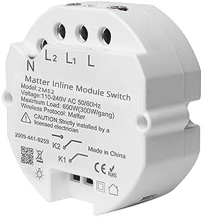 WiFi Smart Light Switch Module, Matter-Certified, 2 Way DIY Mini Switch Module, Works with Homekit Siri Google Home