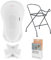 Hylat Baby Ensemble de baignoire pour bébé avec support, bouchon, siège de bain et tuyau de vidange - pour les nouveau-nés et les bébés - Couleur: Blanc, Motif: Friends
