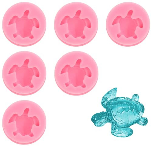 Mozeat Lens 6 Stück Schildkröte 3D Silikonform Silikon Backform Süßigkeit Topper Wiederverwendbare Silikonform Kuchen-Fondant Dekorieren für Schokolade Süßigkeiten Kuchenformen