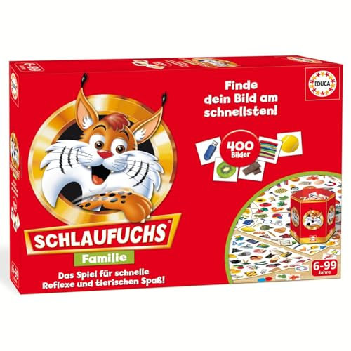 Educa - Spiel Schlaufuchs Familie | Kinderspiel | Kartenspiel | Spaß für die ganze Familie | Kinder Spiele ab 4 5 6 7 8 Jahren (20058)