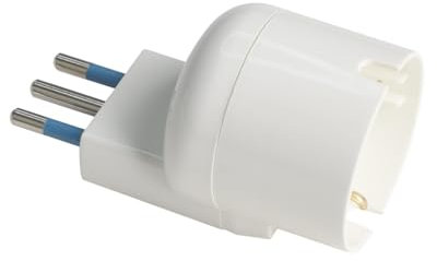 Adattatore con Spina Angolare 10A 2P+T con Presa Piccola 10A/ Schuko 16A, Riduttore a Spina Laterale Salvaspazio 5.7cm (1)