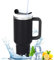 Favuit Thermobecher, 40oz Kaffeebecher to Go, Doppelwandiger Edelstahl Vakuum Isolierbecher, Tragbare Autobecher Travel Mug mit Deckel und Stroh für Kalte Heiße Getränke (Schwarz)