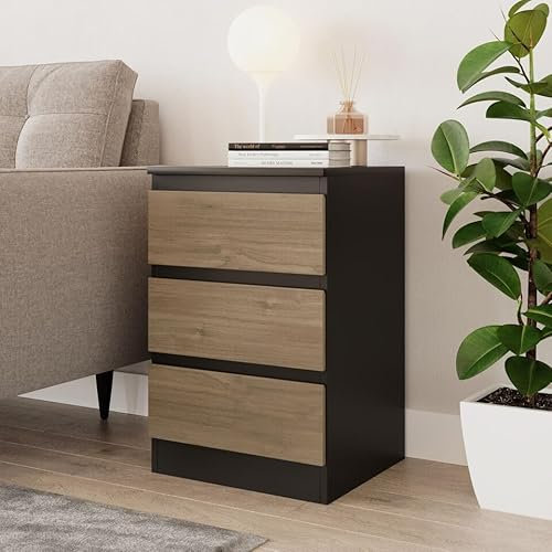 URBNLIVING 62 cm de hauteur, 3 tiroirs, armoire de rangement pour chambre à coucher avec glissières en métal lisse, commode moderne, table de chevet pour chambre à coucher, salon, bureau, couloir