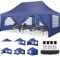 COBIZI Faltpavillon 3X6, Pavillon 3x6m Wasserdicht Stabil Winterfest, Faltbar Partyzelt mit 6 Seitenwänden & 4 Sandsack Pop up Gartenpavillon Anti-UV für Hochzeiten, Freien, Marineblau