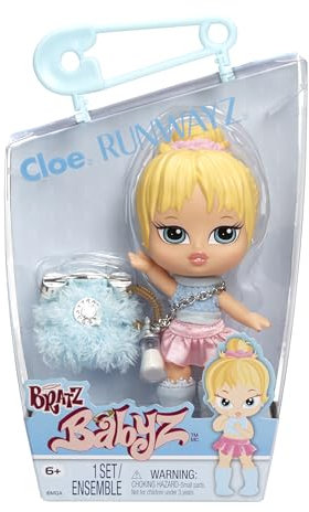 Bratz Babyz Runwayz Doll - Cloe - 1 Sammel-Modepuppe mit Modischem Outfit, Niedliche Babypuppe mit einer Halskette, die Auch Als Schlüsselanhänger Dient - Kinderspielzeug - für Kids ab 6 Jahre