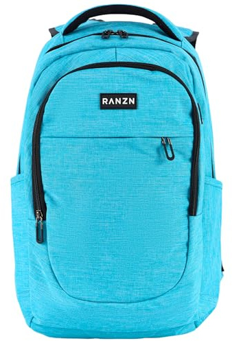 RANZN® – Ibiza – Premium Rucksack mit 16 Zoll Laptopfach, ultraleichter Wanderrucksack, sportlicher Tagesrucksack für Outdoor, Wasserabweisend, USB-Ladeanschluss, Hellblau