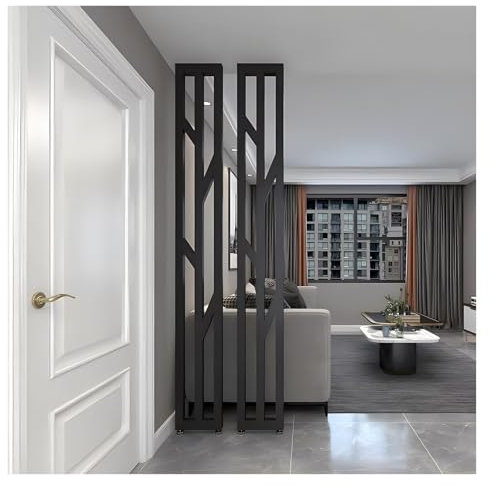 Living Room Floor to Ceiling Wall Post Partitions Screens White Black, Metal Modern Room Divider Column with Adjustable Feet, Office Dividers Pillars(Black,75cm/29.5in/2.46ft)
