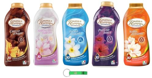 Spuma di Sciampagna Testpaket Ammorbidente Concentrato - Konzentrierter Weichspüler 30 Wäschen 10 x 600ml + Beni Culinari Kostenloser Schlüsselanhänger