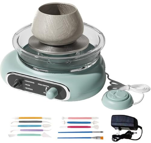 Tornio da vasaio per Principianti, tornio Elettrico per Ceramica con Pedale, Vasca Rimovibile, Set di Strumenti per Argilla, Mini Macchina per Fare Argilla per Fai da Te, Studio di Ceramica Green