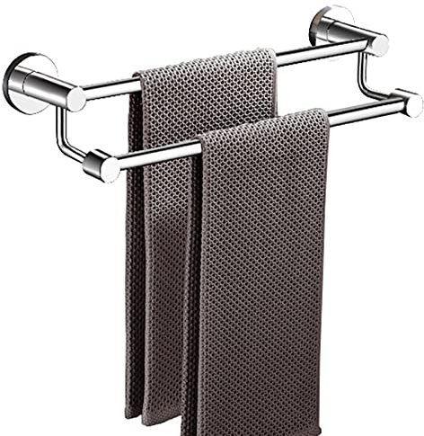 HADECOLL Handtuchhalter Doppelstange Handtuchhalter Edelstahl Handtuchstange Wandmontage Selbstklebend Ohne Bohren Für Badezimmer Toilette, Chrom, 60Cm Badezimmer, Chrom30Cm