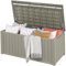 DWVO Gartenbox|870 Liter 143x80.5x79cm|Auflagenbox Aufbewahrungsbox Garten Kissenbox Outdoor Gartentruhe |Wasserdicht Gasdruckfeder|Für Sitzauflagen Gartengeräte & Kinderspielzeug|Hellbraun
