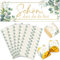 Joycabin 100 Stück Gastgeschenke Hochzeit Aufkleber, Schön, dass du da bist Gastgeschenkaufkleber Eukalyptus, Pralinenaufkleber, Hochzeit Gastgeschenke Sticker, Rechteckig 5 x 1,8cm