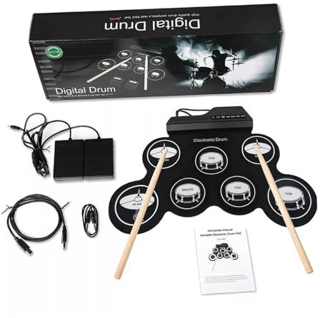 INOOMP Elektronisches Schlagzeug-set Roll-up-drum Übungs-drumpad Für Erwachsene Mit Integriertem Metronom Kopfhöreranschluss Tragbar Und Leise Für Hause Und Unterwegs