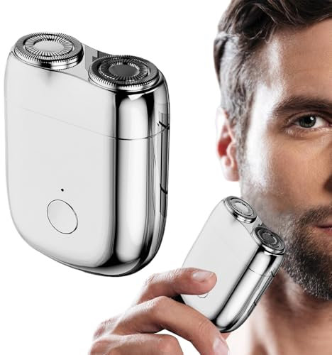 Electric Mini Haver for Men, 2025 Upgrade Electric Razor for Men, Double Head Razor, Wet & Dry Shaving Machine, Portable Razors, Waterproof Compact Electric Shaver for Home, Travel, Office (Silver)