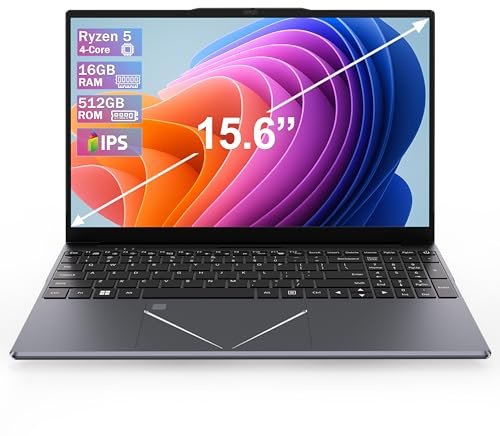 DREAMFYRE Ordinateur Portable 15,6 FHD IPS, AMD Ryzen 5 3500U, 16Go RAM, 512Go SSD, RJ45, WiFi 2.4/5GHz, Bluetooth, PC Portable pour Bureautique, Études, Jeux Légers et Usage Quotidien