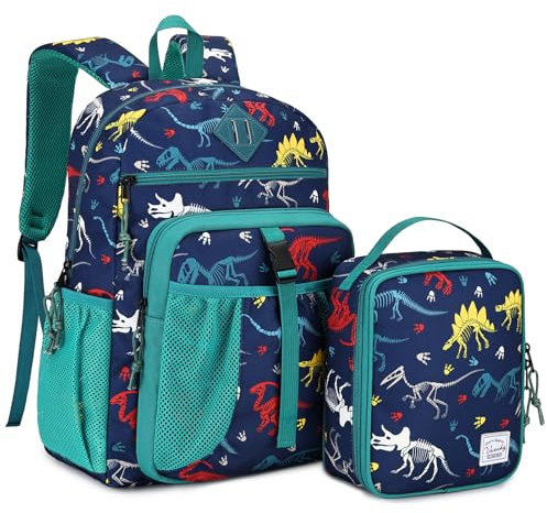 VASCHY Mochila con lonchera niño 5-9 años 16L Para Primaria,Dinosaurio