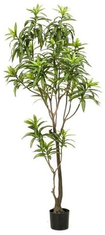 Kunstpflanze Dracaena – Drachenbaum – 190cm – Hochwertige künstliche Zimmerpflanze mit zweifarbigen Blättern – Immergrüne Dekopflanze – Pflegefrei & langlebig