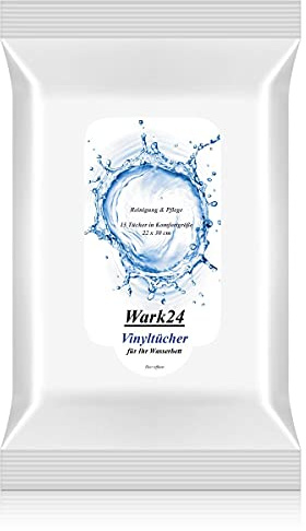 Wark24 Vinyltücher für Wasserbettpflege und Vinylpflege, 15 Stück, gründliche Reinigung von Wassermatratzen und Wasserbetten, Komfortgröße, 22 x 30 cm