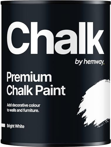 Hemway - Premium Chalk Paint - Bright White 1 L | Chalky Matt Shabby Chic Finish for Interior Furniture & Walls | Quick Dry & 1 Coat
