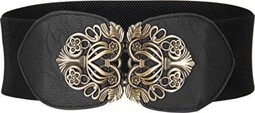 BlackButterfly 3 Zoll Breit Korsett Elastische Vintage Taillengürtel (Schwarz, L)