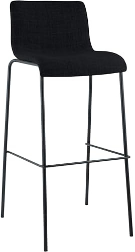 CLP Barhocker mit Lehne Hover, Barstuhl stapelbar mit Stoffbezug, Stapelstuhl Metallgestell bis 150 kg belastbar, Farbe: schwarz, Gestellfarbe: schwarz
