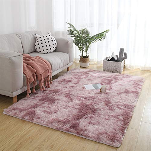 Insun Steigung Farbe Shaggy Teppich Hochflor Langflor Teppiche Modern für Wohnzimmer Schlafzimmer Violett Rosa Gradient 200X250cm
