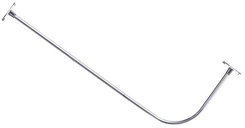 PrettyHome Tringle de rideau de douche incurvée en forme de L, Barre de douche Accroche rideau pour salle de bain Chromé 71 x 172 cm