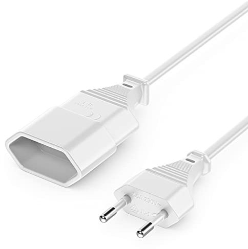 deleyCON 2m Stromkabel Verlängerung Netzkabel Verlängerungskabel Typ-C-Stecker Eurostecker auf Typ-C Euro Buchse TV PC Computer Monitor Beamer Lampe Haushaltsgeräte - Weiß