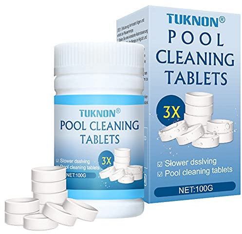 TUKNON Pool Cleaning Tablets, Magic Pool Cleaning Tablets, Multifunction Chlorine Tablets, Instant Pool Cleaning Tablets for Swimming Pool Spa Hot Tub Bathtubs, 100 Pcs