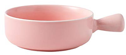 Porzellan Buntes Suppenschüsseln Suppenschalen Mit Henkel, Keramik Französische Zwiebelsuppenschalen Mit Griffen, Stapelbare Schalen Kleine Backschüssel Für Suppe, Chili, Rindfleisch, Eintopf (Rosa)
