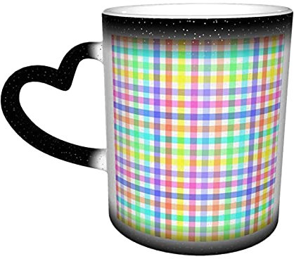 Keramik Tasse Regenbogen Gingham Wärmeempfindliche Farbe ändernde Tasse in den Himmel Kaffeetassen personalisierte Geschenke