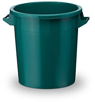 50Liter Kunststofftonne mit Griffen + Deckel, lebensmittelecht, stapelbar, Stabiler Eimer, Plastiktonne, Rundbehälter, Universaltonne, Allzweckeimer, Vorratstonne, Futtertonne, Mülltonne, Grün1x