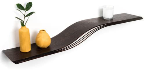 EWART WOODS schwebender wandregal Holz hängend geometrisch Buch wandregal Holz modern holzregal Handmade möbel (Wenge, 120cm (47.2 inch))