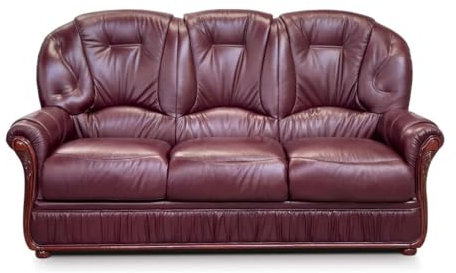 Vente-unique-Ledersofa 3-Sitzer - Büffelleder - Weinrot - Daphne