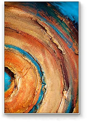 MWMG Acrylbilder, Moderne Abstrakte Orange Dicke Textur Halbkreisgeometrie Luxus Handgemalte Rahmenlose Ölgemälde Auf Leinwand Für Familienwand Wohnzimmer Esszimmer Home Art Decor, 60X90Cm (24X4