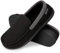 EverFoams Herren Mokassin Pantoffeln Atmungsaktive Komfort Memory Foam Frottee Hausschuhe mit Anti-Rutsch-Gummisohle,Dunkelschwarz,45 EU